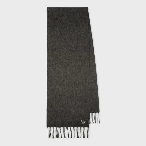 PS Paul Smith Charcoal Grey Lambswool Zebra Scarf