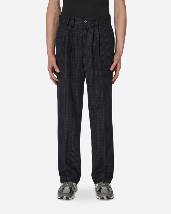 Paccbet Checked Pleated Trousers Blue