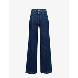 Womens Paige Portia double-waistband wide-leg high-rise jeans