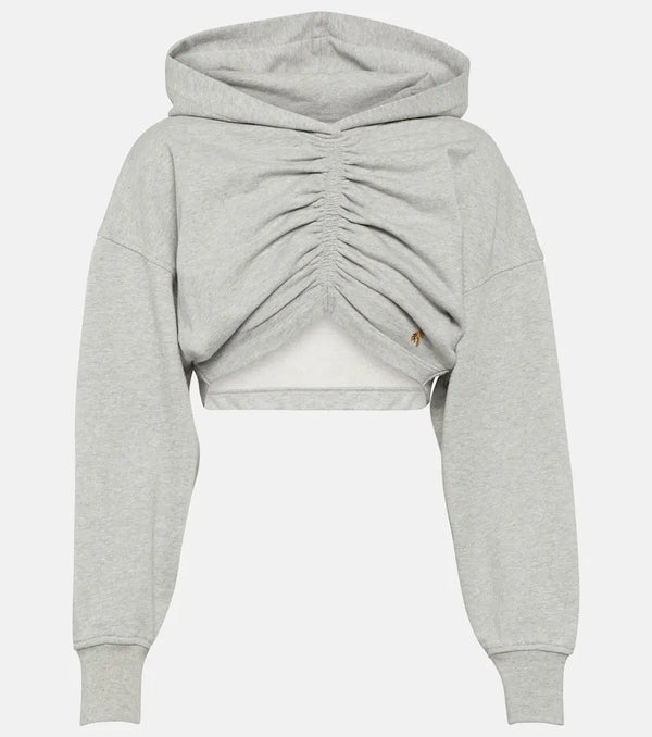 Palm Angels Cropped cotton jersey hoodie | LYBSTORE