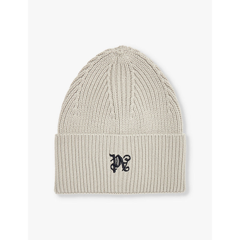 Palm Angels Monogram brand-embroidered wool beanie | LYBSTORE