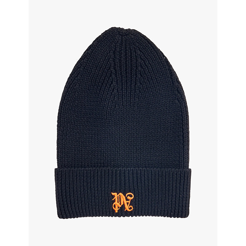 Palm Angels Monogram brand-embroidered wool beanie | LYBSTORE