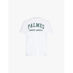 Mens Palmes Ivan logo text-print crew-neck cotton T-shirt