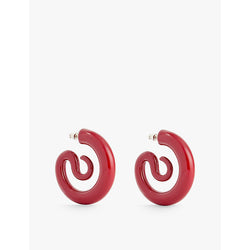 Womens Panconesi Serpent lacquered copper hoop earrings