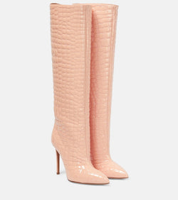 Paris Texas 105 croc-effect leather knee-high boots