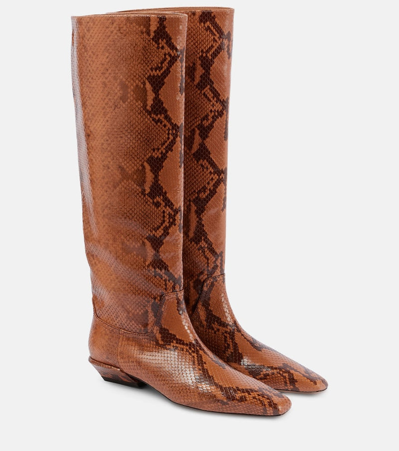 Paris Texas Bettina snake-effect leather knee-high boots