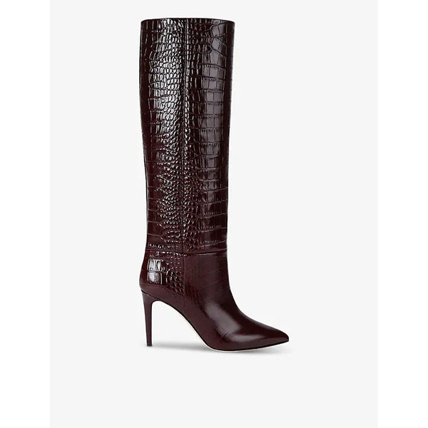 Paris Texas Croc-embossed leather high-leg boots