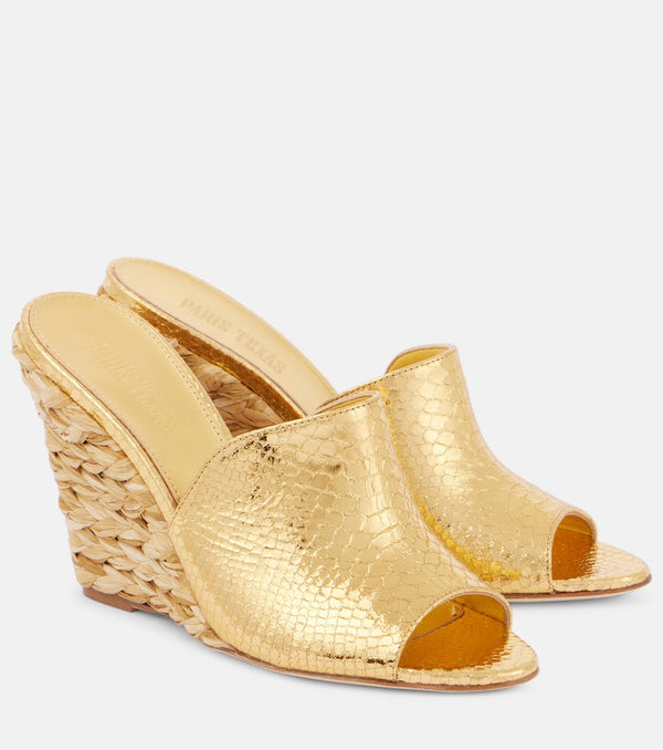 Paris Texas Deia 100 leather-trimmed espadrille wedges