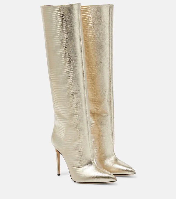 Paris Texas Metallic leather knee-high boots