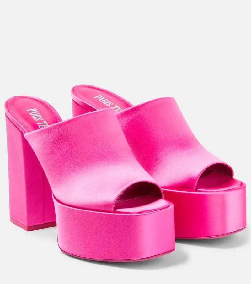 Paris Texas Sasha satin platform mules | LYBSTORE