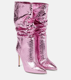 Paris Texas Slouchy metallic leather boots