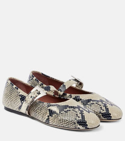 Paris Texas Sveva snake-effect leather Mary Jane flats | LYBSTORE