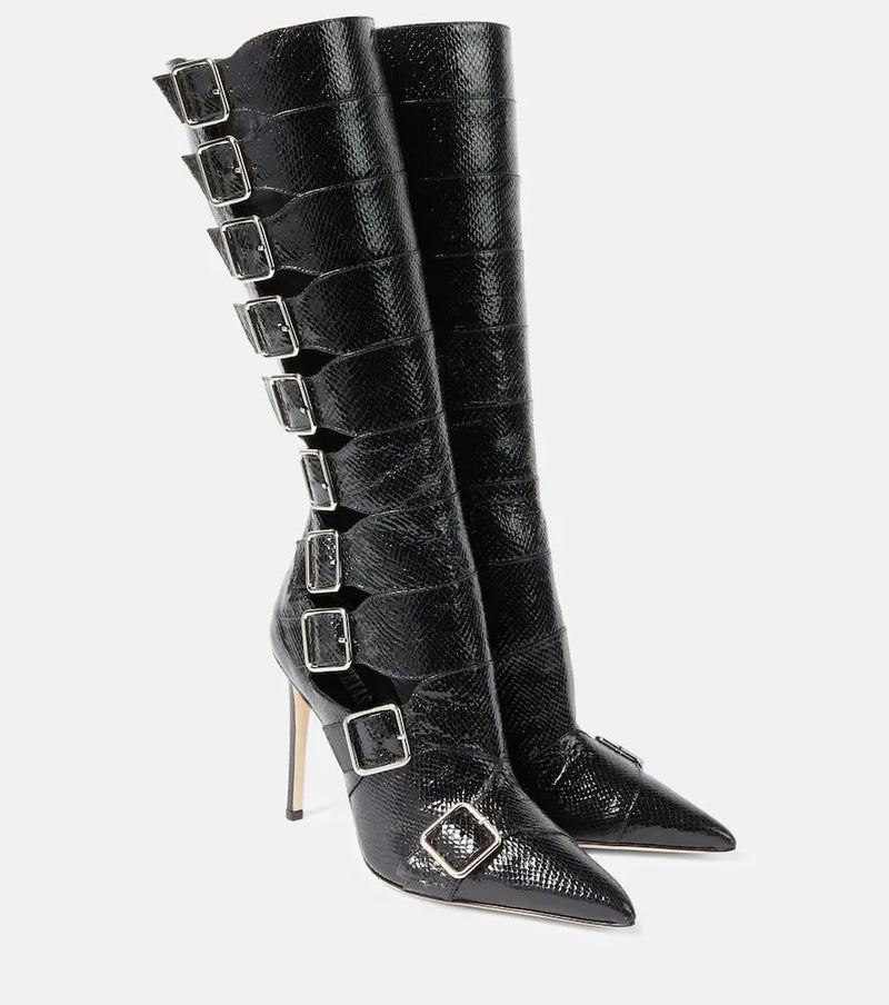 Paris Texas Tyra 105 snake-effect leather boots | LYBSTORE