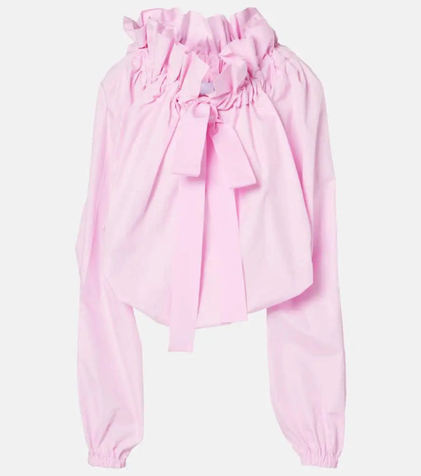 Patou Bow-detail ruffled cotton blouse | LYBSTORE