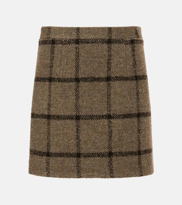 Patou Checked wool-blend tweed miniskirt | LYBSTORE