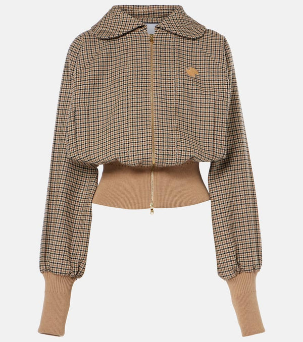 Patou Houndstooth wool-blend flannel bomber jacket | LYBSTORE