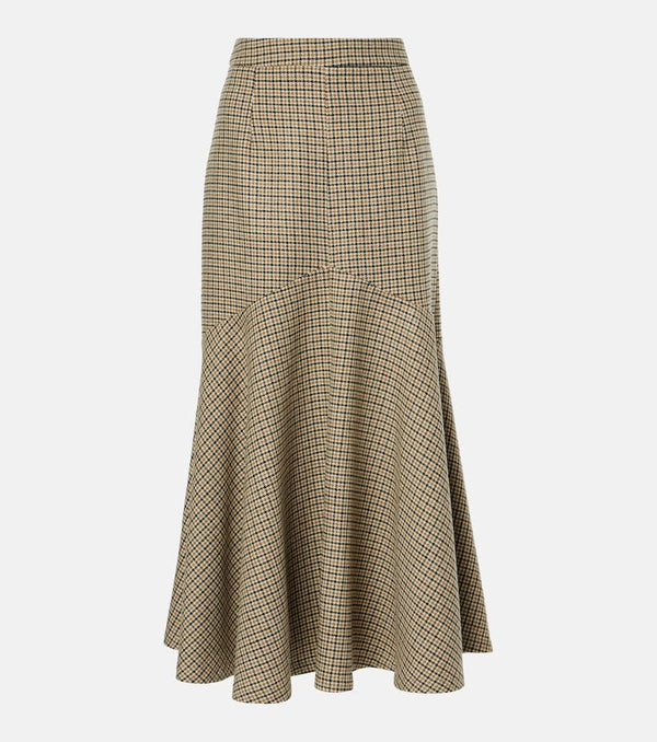 Patou Houndstooth wool-blend flannel midi skirt | LYBSTORE