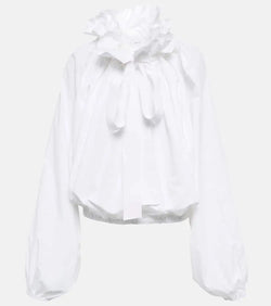 Patou Ruffled tie-neck cotton blouse | LYBSTORE