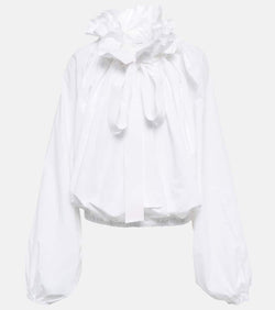 Patou Ruffled tie-neck cotton blouse