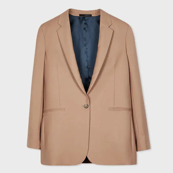 Paul Smith A Suit To Travel In - Women's Taupe Wool Travel Blazer Brown | LYBSTORE