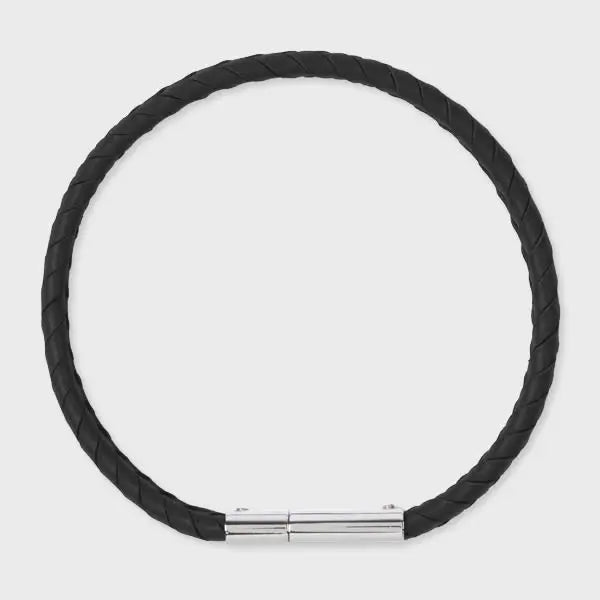 Paul Smith Black Braided Leather Bracelet