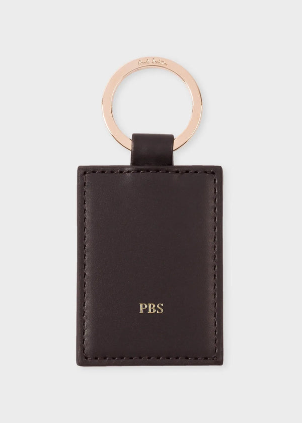 Paul Smith Black Calf Leather Monogrammed Keyring | LYBSTORE