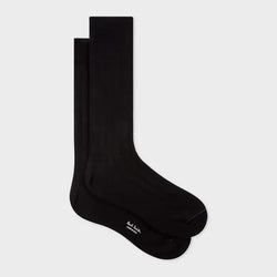 Paul Smith Black Cotton-Blend Ribbed Socks