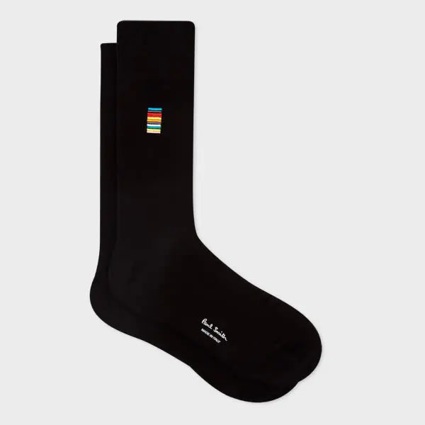 Paul Smith Black Embroidered 'Signature Stripe' Socks | LYBSTORE