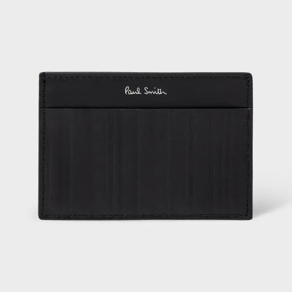 Paul Smith Black Leather 'Shadow Stripe' Credit Card Holder | LYBSTORE