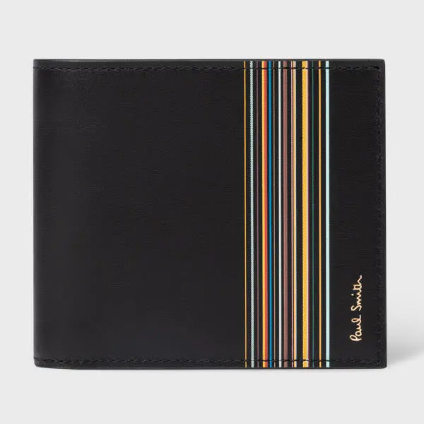 Paul Smith Black Leather 'Signature Stripe Block' Billfold Wallet | LYBSTORE