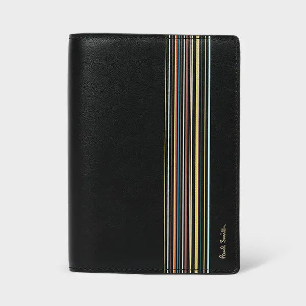 Paul Smith Black Leather 'Signature Stripe Block' Passport Holder | LYBSTORE