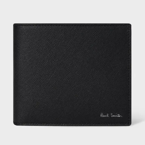 Paul Smith Black 'Mini Stripe' Leather Billfold Wallet | LYBSTORE