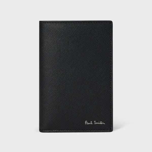 Paul Smith Black 'Mini Stripe' Leather Credit Card Wallet | LYBSTORE