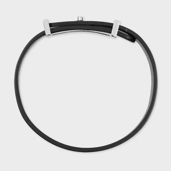 Paul Smith Black Signature Buckle Leather Bracelet