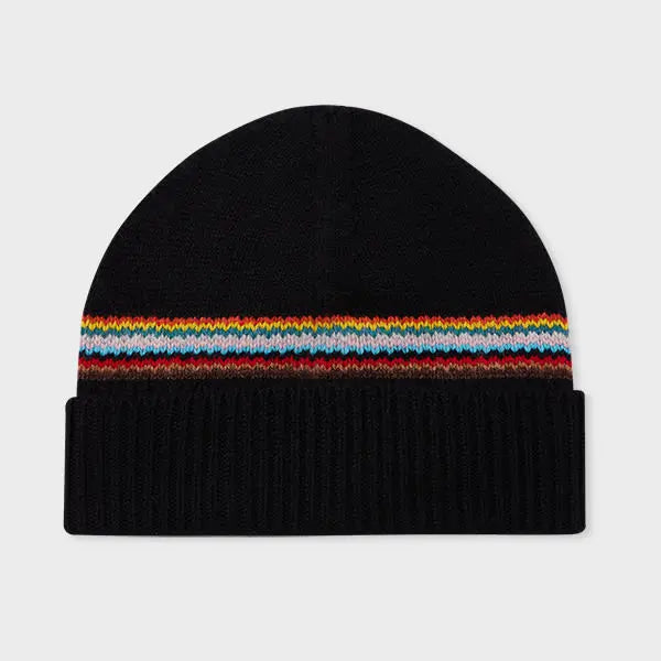 Paul Smith Black 'Signature Stripe' Block Beanie | LYBSTORE