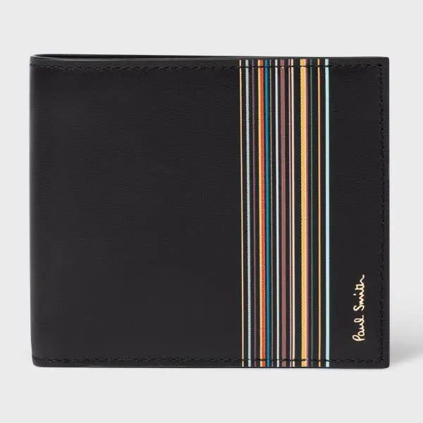 Paul Smith Black 'Signature Stripe Block' Billfold And Coin Wallet | LYBSTORE