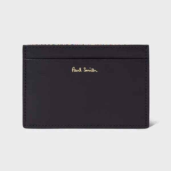 Paul Smith Black 'Signature Stripe' Leather Card Holder | LYBSTORE