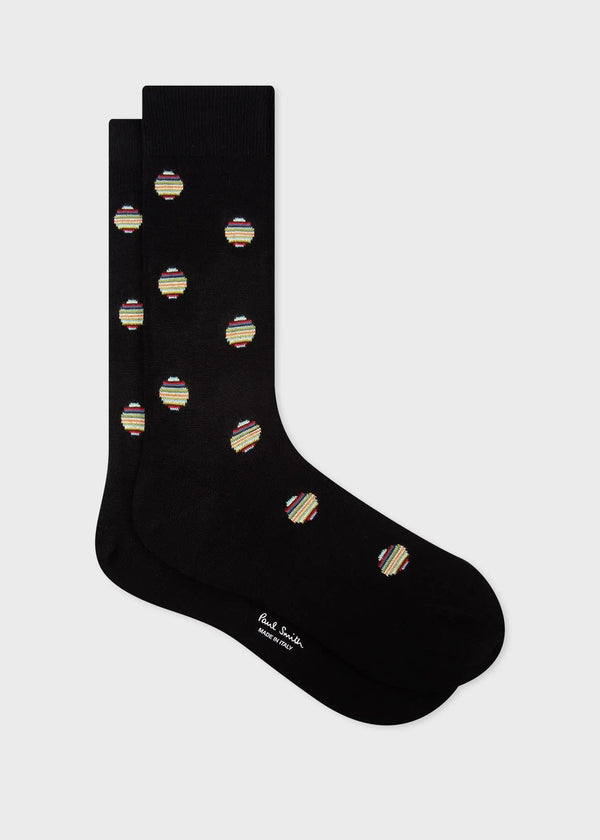 Paul Smith Black 'Signature Stripe Polka Dot' Socks | LYBSTORE