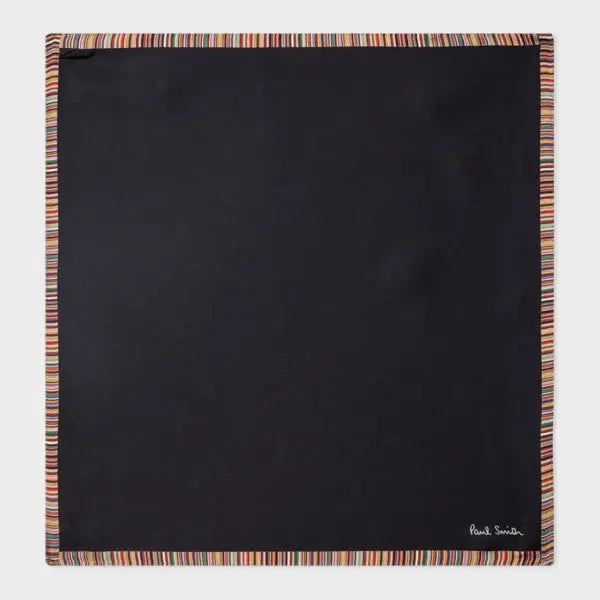 Paul Smith Black 'Signature Stripe' Silk Pocket Square | LYBSTORE