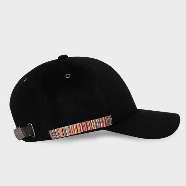 Paul Smith Black 'Signature Stripe' Trim Wool Cap | LYBSTORE