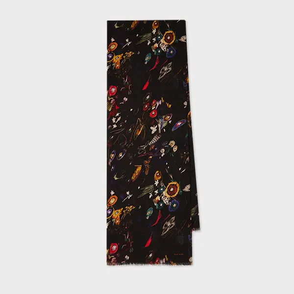 Paul Smith Black 'Sketchbook Botanical' Scarf | LYBSTORE