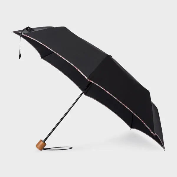 Paul Smith Black Telescopic Umbrella With 'Signature Stripe' Trims Multicolour | LYBSTORE