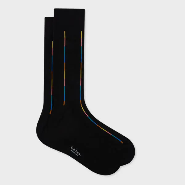 Paul Smith Black Thin 'Artist Stripe' Socks | LYBSTORE