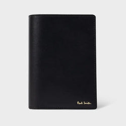 Paul Smith Black 'Signature Stripe' Interior Leather Passport Cover