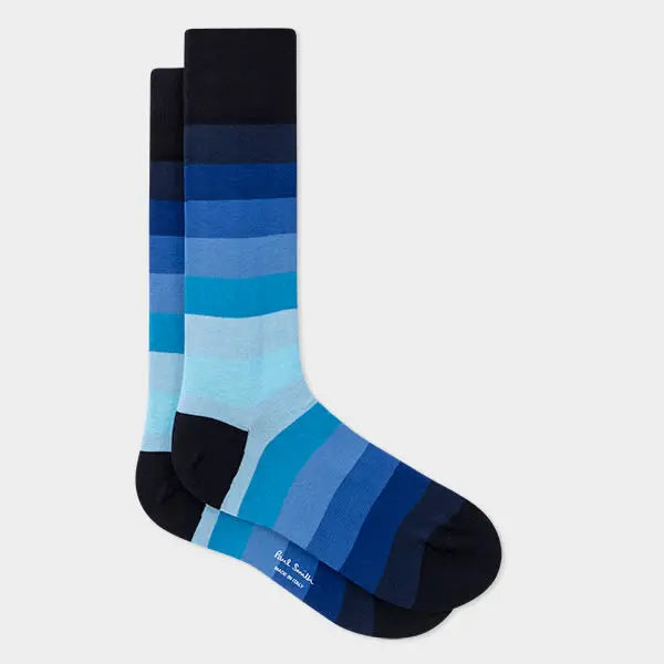 Paul Smith Blue Cotton-Blend Gradient Stripe Socks