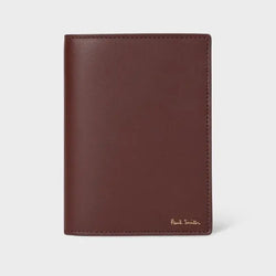 Paul Smith Burgundy 'Signature Stripe' Interior Leather Passport Cover Red