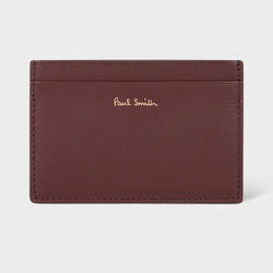 Paul Smith Burgundy 'Signature Stripe' Leather Card Holder Red