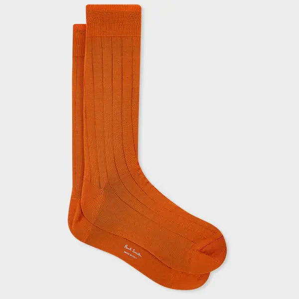 Paul Smith Burnt Orange Mercerised Cotton-Blend Ribbed Socks