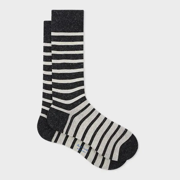 Paul Smith Charcoal Cotton-Blend Stripe Socks Black