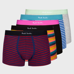 Paul Smith Colour Band 'Artist Stripe' Mixed Boxer Briefs Five Pack Multicolour